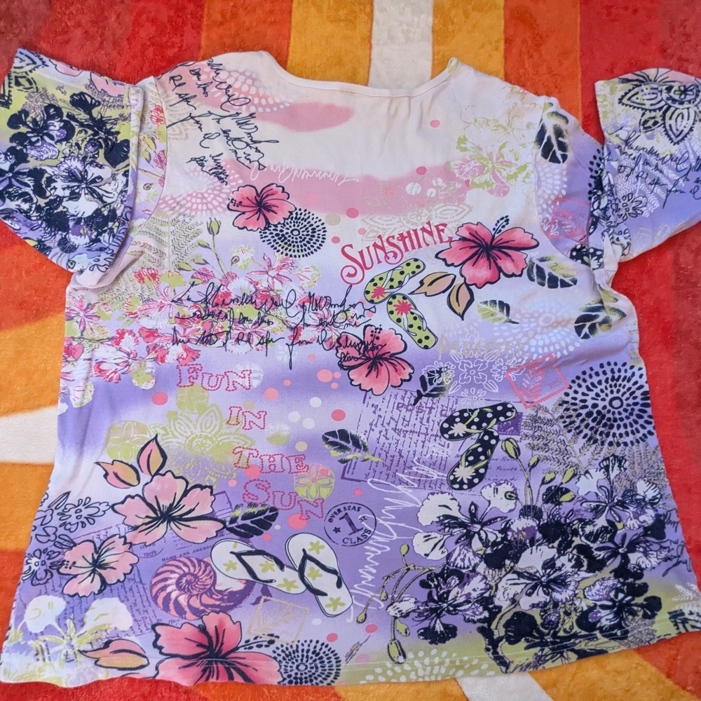 **SALE** CJ Banks Women's 1X Fun In The Sun T-Shirt Jeweled Beach Summer - Picture 9 of 9